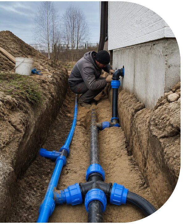 Монтаж наружного водопровода на участке под ключ в Лесосибирске